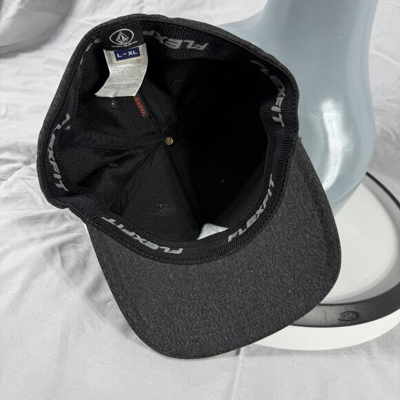 Volcom Hat Cap Fitted Mens Large XL Black Full Stone Heather Athletic Flexfit - Picture 9 of 10